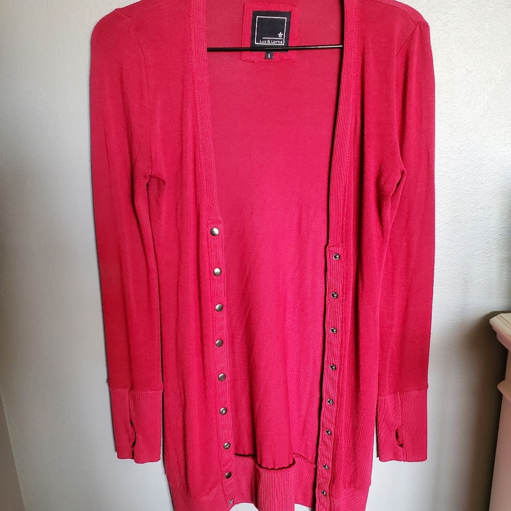 Women's Tunic Length Snap Cardigan - Small
